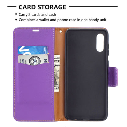 For Samsung Galaxy A02 Litchi Texture Pure Color Horizontal Flip Leather Case with Holder & Card Slots & Wallet & Lanyard(Purple) by buy2fix