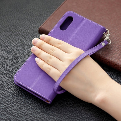 For Samsung Galaxy A02 Litchi Texture Pure Color Horizontal Flip Leather Case with Holder & Card Slots & Wallet & Lanyard(Purple) by buy2fix