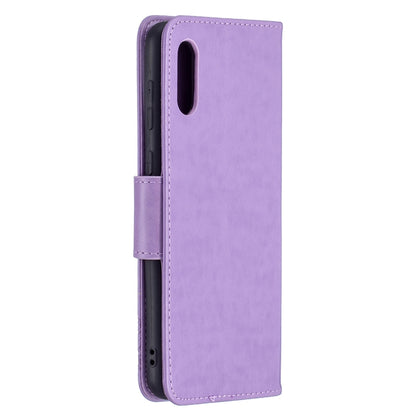 For Samsung Galaxy A02 Embossing Two Butterflies Pattern Horizontal Flip PU Leather Case with Holder & Card Slot & Wallet & Lanyard(Purple) by buy2fix