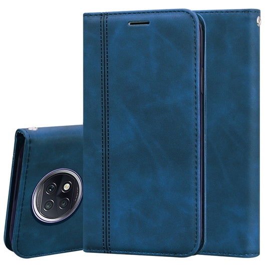 For Xiaomi Redmi Note 9T Frosted Business Magnetic Horizontal Flip PU Leather Case with Holder & Card Slot & Lanyard(Blue) - Xiaomi Cases by buy2fix | Online Shopping UK | buy2fix