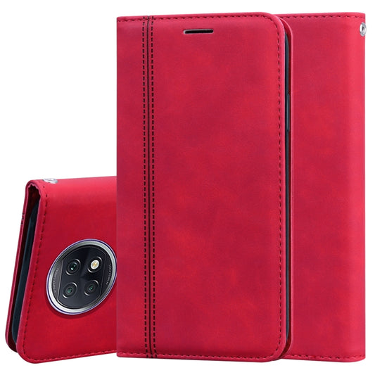 For Xiaomi Redmi Note 9T Frosted Business Magnetic Horizontal Flip PU Leather Case with Holder & Card Slot & Lanyard(Red) - Xiaomi Cases by buy2fix | Online Shopping UK | buy2fix