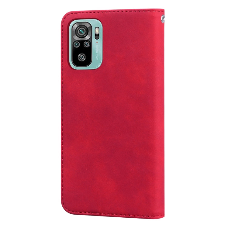 For Xiaomi Redmi Note 10 4G Frosted Business Magnetic Horizontal Flip PU Leather Case with Holder & Card Slot & Lanyard(Red) - Xiaomi Cases by buy2fix | Online Shopping UK | buy2fix