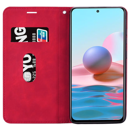 For Xiaomi Redmi Note 10 4G Frosted Business Magnetic Horizontal Flip PU Leather Case with Holder & Card Slot & Lanyard(Red) - Xiaomi Cases by buy2fix | Online Shopping UK | buy2fix