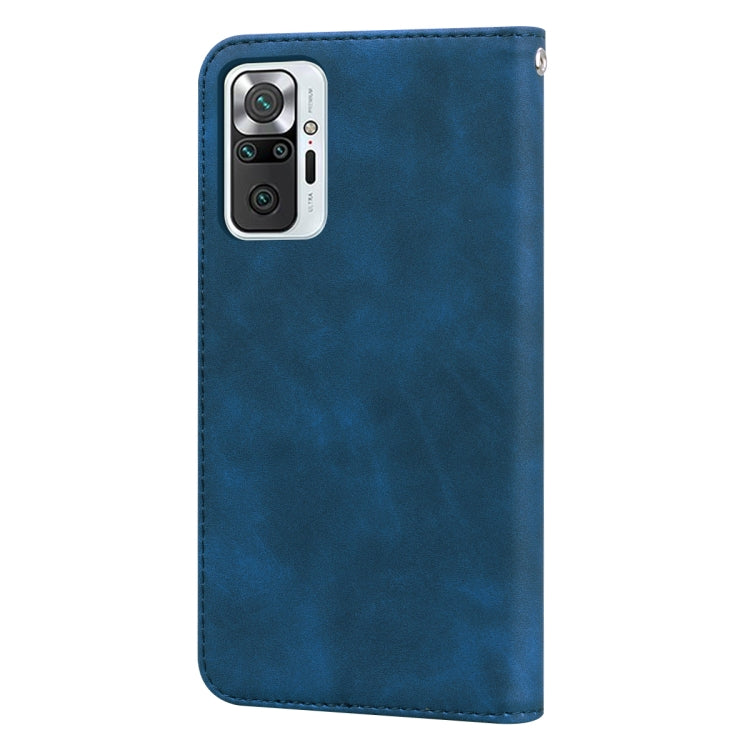 For Xiaomi Redmi Note 10 Pro Frosted Business Magnetic Horizontal Flip PU Leather Case with Holder & Card Slot & Lanyard(Blue) by buy2fix