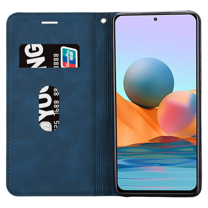 For Xiaomi Redmi Note 10 Pro Frosted Business Magnetic Horizontal Flip PU Leather Case with Holder & Card Slot & Lanyard(Blue) by buy2fix