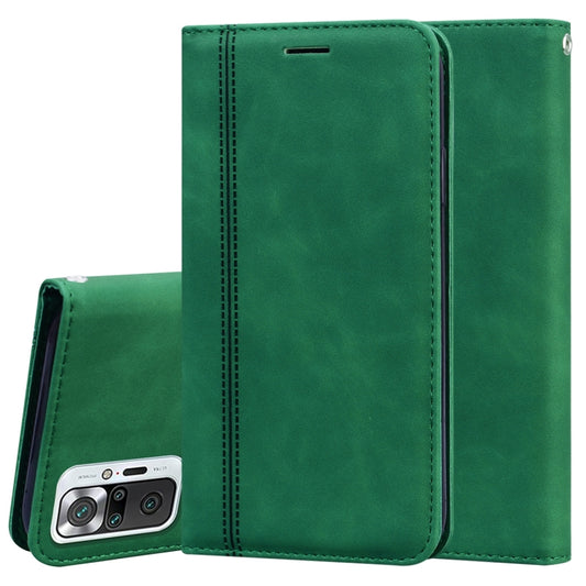 For Xiaomi Redmi Note 10 Pro Frosted Business Magnetic Horizontal Flip PU Leather Case with Holder & Card Slot & Lanyard(Green) - Xiaomi Cases by buy2fix | Online Shopping UK | buy2fix