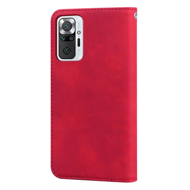 For Xiaomi Redmi Note 10 Pro Frosted Business Magnetic Horizontal Flip PU Leather Case with Holder & Card Slot & Lanyard(Red) by buy2fix