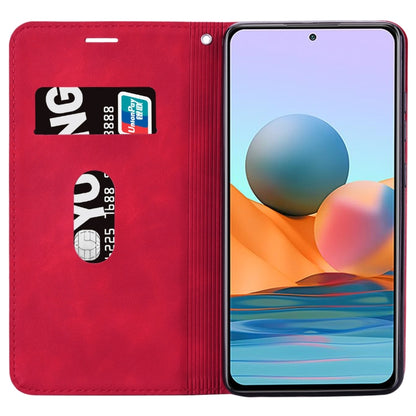 For Xiaomi Redmi Note 10 Pro Frosted Business Magnetic Horizontal Flip PU Leather Case with Holder & Card Slot & Lanyard(Red) by buy2fix