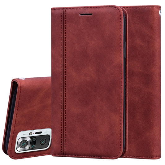 For Xiaomi Redmi Note 10 Pro Frosted Business Magnetic Horizontal Flip PU Leather Case with Holder & Card Slot & Lanyard(Brown) - Xiaomi Cases by buy2fix | Online Shopping UK | buy2fix