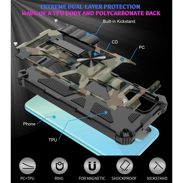 For Samsung Galaxy A51 5G Camouflage Armor Shockproof TPU + PC Magnetic Protective Case with Holder(Army Green) - Galaxy Phone Cases by buy2fix | Online Shopping UK | buy2fix