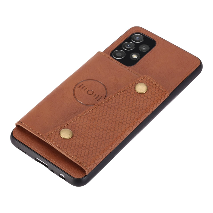 For Samsung Galaxy A32 4G Double Buckle PU + TPU Shockproof Magnetic Protective Case with Card Slot & Holder(Brown) by buy2fix