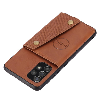 For Samsung Galaxy A32 4G Double Buckle PU + TPU Shockproof Magnetic Protective Case with Card Slot & Holder(Brown) by buy2fix