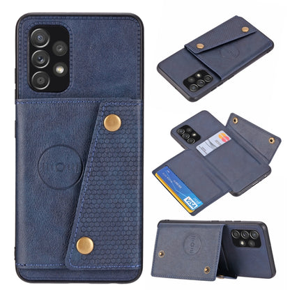 For Samsung Galaxy A32 4G Double Buckle PU + TPU Shockproof Magnetic Protective Case with Card Slot & Holder(Blue) by buy2fix