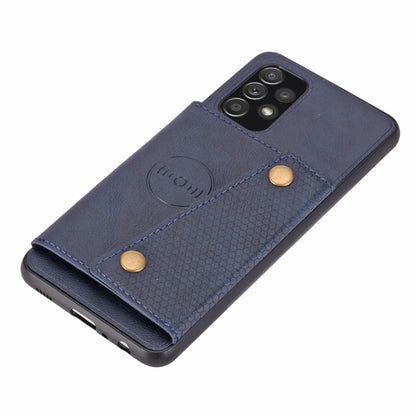 For Samsung Galaxy A32 4G Double Buckle PU + TPU Shockproof Magnetic Protective Case with Card Slot & Holder(Blue) by buy2fix