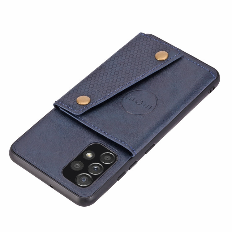 For Samsung Galaxy A32 4G Double Buckle PU + TPU Shockproof Magnetic Protective Case with Card Slot & Holder(Blue) by buy2fix