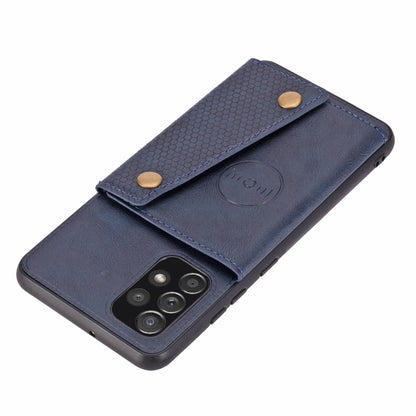 For Samsung Galaxy A32 4G Double Buckle PU + TPU Shockproof Magnetic Protective Case with Card Slot & Holder(Blue) by buy2fix