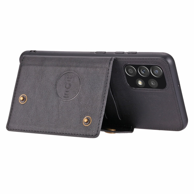 For Samsung Galaxy A32 4G Double Buckle PU + TPU Shockproof Magnetic Protective Case with Card Slot & Holder(Black) by buy2fix