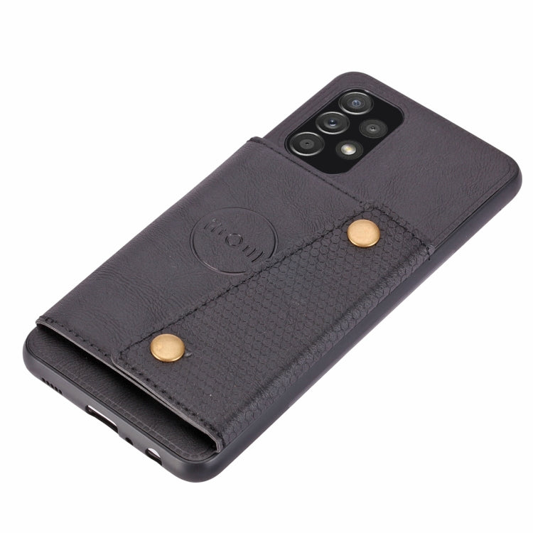 For Samsung Galaxy A32 4G Double Buckle PU + TPU Shockproof Magnetic Protective Case with Card Slot & Holder(Black) by buy2fix