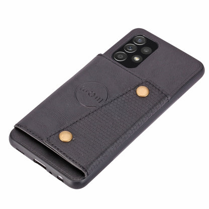 For Samsung Galaxy A32 4G Double Buckle PU + TPU Shockproof Magnetic Protective Case with Card Slot & Holder(Black) by buy2fix