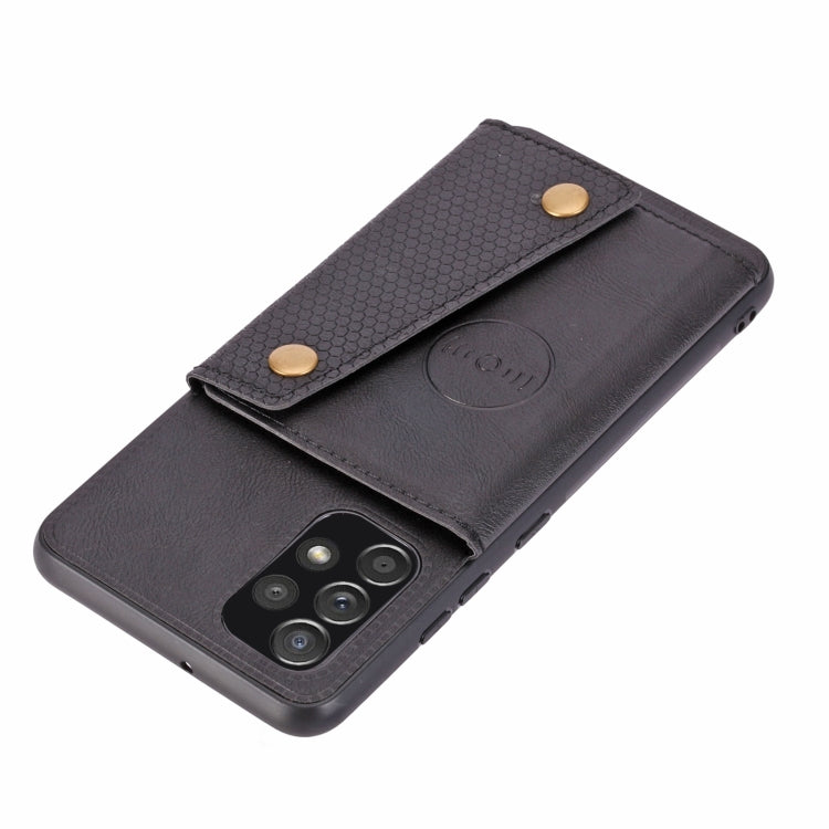 For Samsung Galaxy A32 4G Double Buckle PU + TPU Shockproof Magnetic Protective Case with Card Slot & Holder(Black) by buy2fix