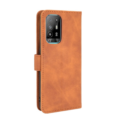 For OPPO F19 Pro / A94 5G Solid Color Skin Feel Magnetic Buckle Horizontal Flip Calf Texture PU Leather Case with Holder & Card Slots & Wallet(Brown) by buy2fix