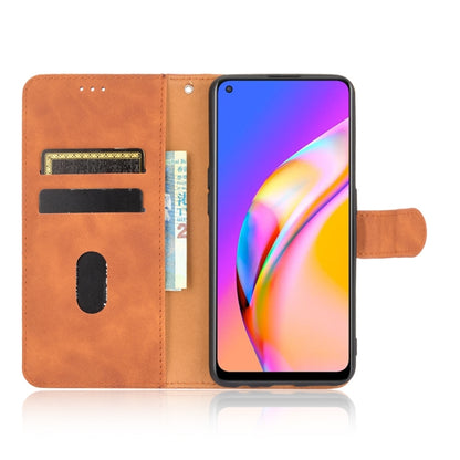 For OPPO F19 Pro / A94 5G Solid Color Skin Feel Magnetic Buckle Horizontal Flip Calf Texture PU Leather Case with Holder & Card Slots & Wallet(Brown) by buy2fix