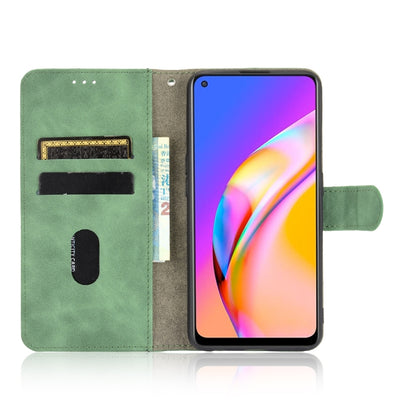 For OPPO F19 Pro / A94 5G Solid Color Skin Feel Magnetic Buckle Horizontal Flip Calf Texture PU Leather Case with Holder & Card Slots & Wallet(Green) by buy2fix