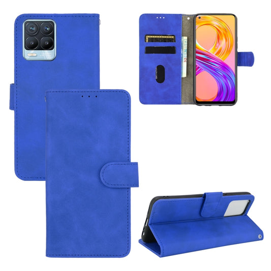 For Realme 8 / Realme 8 Pro Solid Color Skin Feel Magnetic Buckle Horizontal Flip Calf Texture PU Leather Case with Holder & Card Slots & Wallet(Blue) - Realme Cases by buy2fix | Online Shopping UK | buy2fix