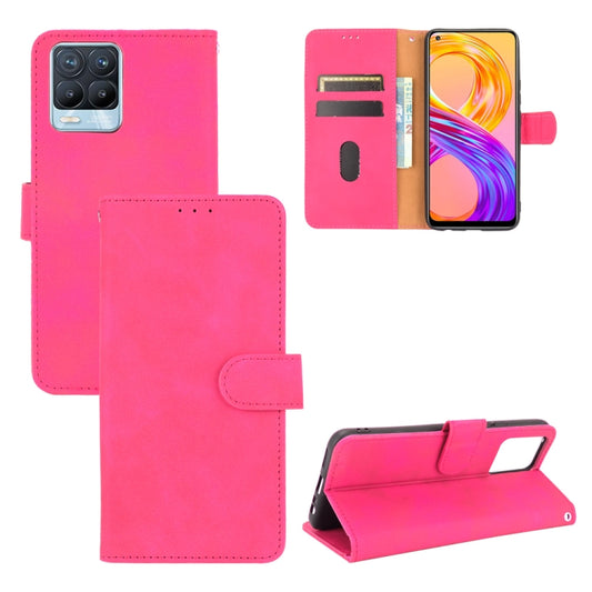 For Realme 8 / Realme 8 Pro Solid Color Skin Feel Magnetic Buckle Horizontal Flip Calf Texture PU Leather Case with Holder & Card Slots & Wallet(Rose Red) - Realme Cases by buy2fix | Online Shopping UK | buy2fix