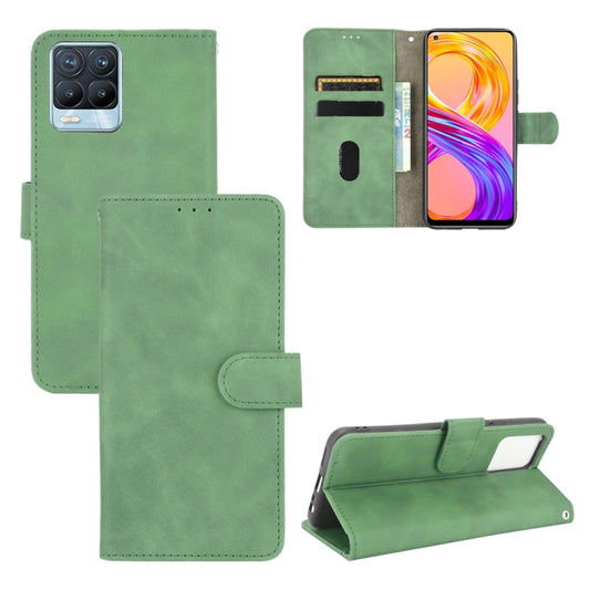 For Realme 8 / Realme 8 Pro Solid Color Skin Feel Magnetic Buckle Horizontal Flip Calf Texture PU Leather Case with Holder & Card Slots & Wallet(Green) - Realme Cases by buy2fix | Online Shopping UK | buy2fix
