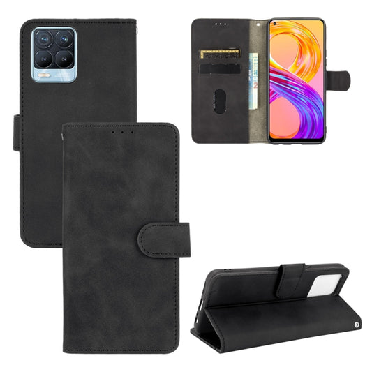 For Realme 8 / Realme 8 Pro Solid Color Skin Feel Magnetic Buckle Horizontal Flip Calf Texture PU Leather Case with Holder & Card Slots & Wallet(Black) - Realme Cases by buy2fix | Online Shopping UK | buy2fix