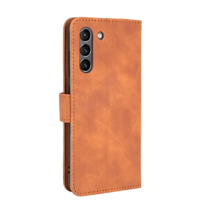 For Samsung Galaxy S21 FE Solid Color Skin Feel Magnetic Buckle Horizontal Flip Calf Texture PU Leather Case with Holder & Card Slots & Wallet(Brown) by buy2fix