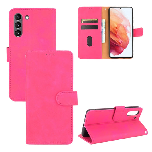 For Samsung Galaxy S21 FE Solid Color Skin Feel Magnetic Buckle Horizontal Flip Calf Texture PU Leather Case with Holder & Card Slots & Wallet(Rose Red) - Galaxy Phone Cases by buy2fix | Online Shopping UK | buy2fix