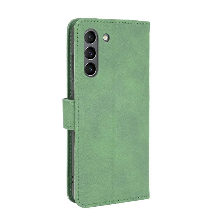 For Samsung Galaxy S21 FE Solid Color Skin Feel Magnetic Buckle Horizontal Flip Calf Texture PU Leather Case with Holder & Card Slots & Wallet(Green) by buy2fix