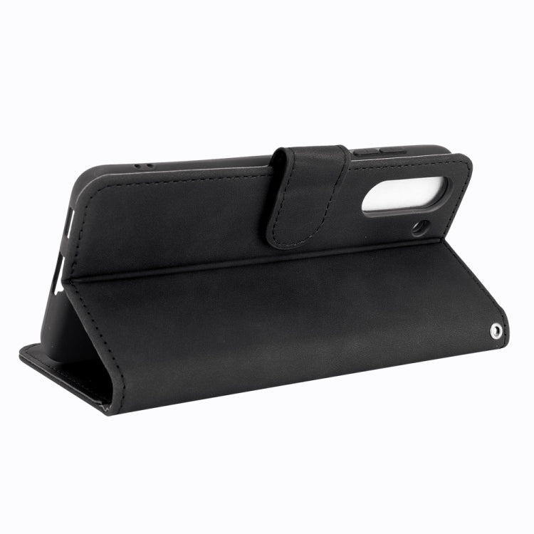 For Samsung Galaxy S21 FE Solid Color Skin Feel Magnetic Buckle Horizontal Flip Calf Texture PU Leather Case with Holder & Card Slots & Wallet(Black) by buy2fix