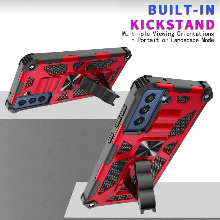 For Samsung Galaxy S21 FE Shockproof TPU + PC Magnetic Protective Case with Holder(Rose Gold) by buy2fix