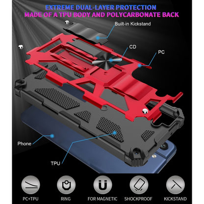 For Samsung Galaxy S21 FE Shockproof TPU + PC Magnetic Protective Case with Holder(Blue) by buy2fix