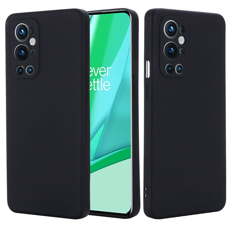 For OnePlus 9 Pro Solid Color Liquid Silicone Dropproof Full Coverage Protective Case(Black) by buy2fix
