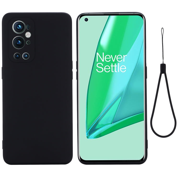 For OnePlus 9 Pro Solid Color Liquid Silicone Dropproof Full Coverage Protective Case(Black) by buy2fix