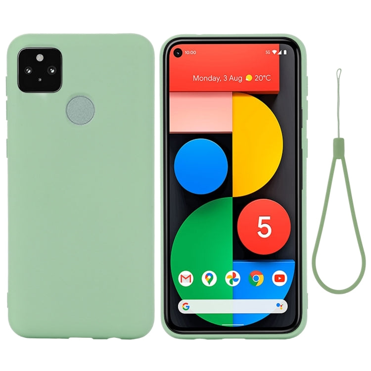 For Google Pixel 5A Solid Color Liquid Silicone Dropproof Full Coverage Protective Case(Green) - Google Cases by buy2fix | Online Shopping UK | buy2fix