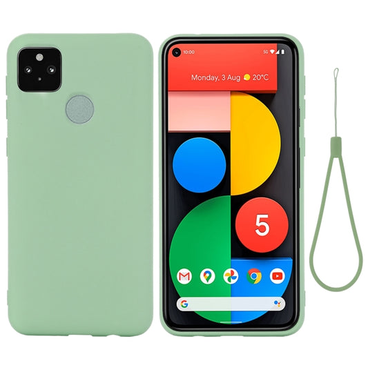 For Google Pixel 5A Solid Color Liquid Silicone Dropproof Full Coverage Protective Case(Green) - Google Cases by buy2fix | Online Shopping UK | buy2fix