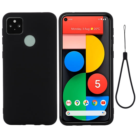 For Google Pixel 5A Solid Color Liquid Silicone Dropproof Full Coverage Protective Case(Black) - Google Cases by buy2fix | Online Shopping UK | buy2fix