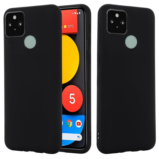 For Google Pixel 5A Solid Color Liquid Silicone Dropproof Full Coverage Protective Case(Black) - Google Cases by buy2fix | Online Shopping UK | buy2fix