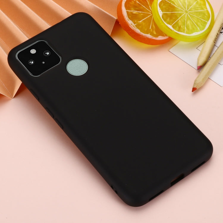 For Google Pixel 5A Solid Color Liquid Silicone Dropproof Full Coverage Protective Case(Black) - Google Cases by buy2fix | Online Shopping UK | buy2fix