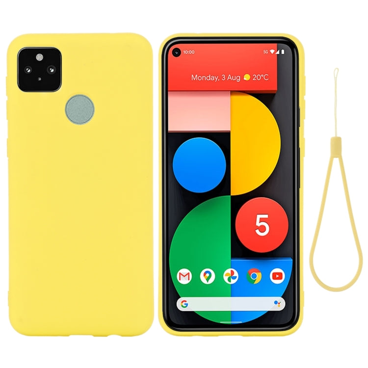 For Google Pixel 5A Solid Color Liquid Silicone Dropproof Full Coverage Protective Case(Yellow) by buy2fix
