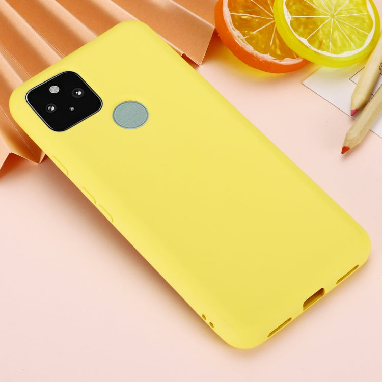 For Google Pixel 5A Solid Color Liquid Silicone Dropproof Full Coverage Protective Case(Yellow) by buy2fix