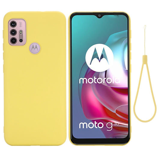 For Motorola Moto G30 / G10 Solid Color Liquid Silicone Dropproof Full Coverage Protective Case(Yellow) - Motorola Cases by buy2fix | Online Shopping UK | buy2fix