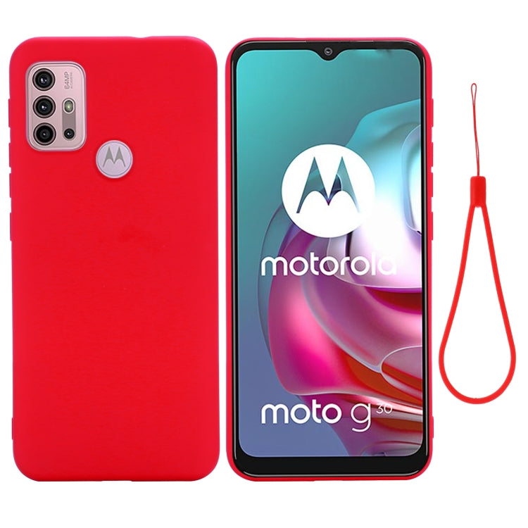 For Motorola Moto G30 / G10 Solid Color Liquid Silicone Dropproof Full Coverage Protective Case(Red) - Motorola Cases by buy2fix | Online Shopping UK | buy2fix