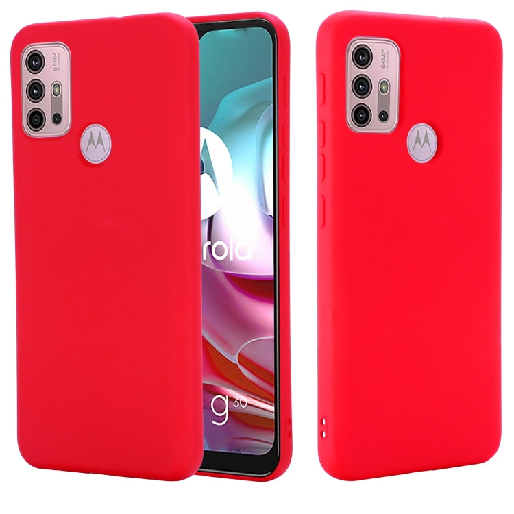 For Motorola Moto G30 / G10 Solid Color Liquid Silicone Dropproof Full Coverage Protective Case(Red) - Motorola Cases by buy2fix | Online Shopping UK | buy2fix
