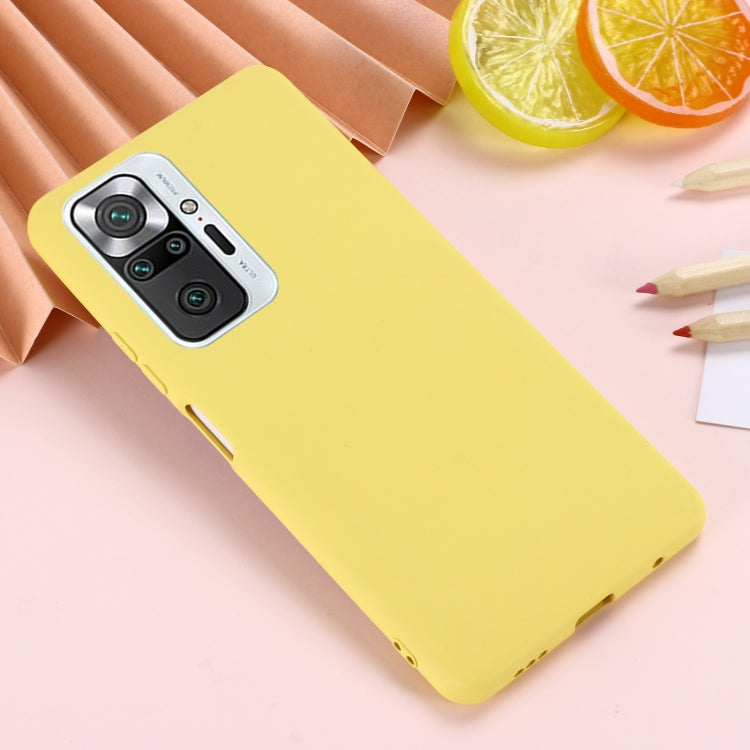 For Xiaomi Redmi Note 10 Pro Max Solid Color Liquid Silicone Dropproof Full Coverage Protective Case(Yellow) by buy2fix